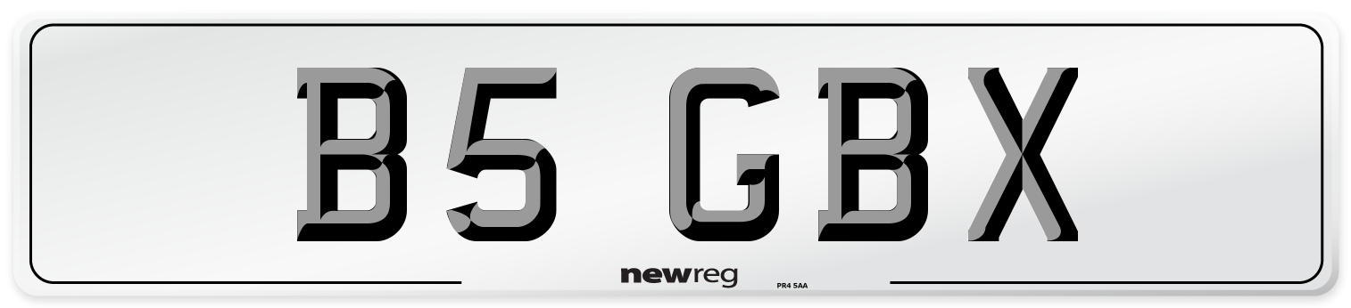 B5 GBX Number Plate from New Reg